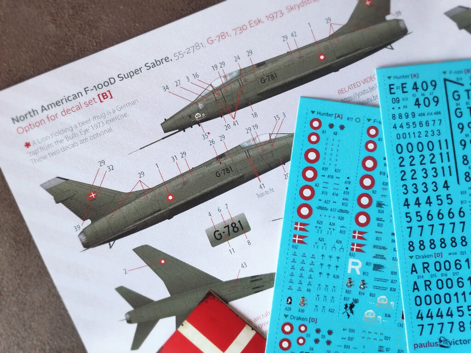 PaulusVictor 1/72 decals Dirty Danes F-100, F-104, Draken, Hunter PV-004-72 - Image 3 of 4