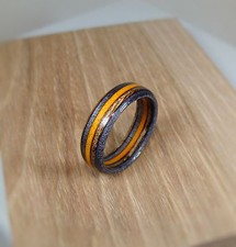 Spectraply Charcoal Brown Orange Ring  Wood Ring  Men's or Women's  Handmade