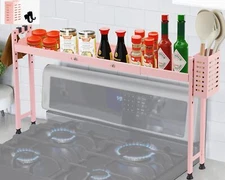 Over Stove Shelf Stove Top Organizer Shelf for Kitchen with Extra Basket and ...