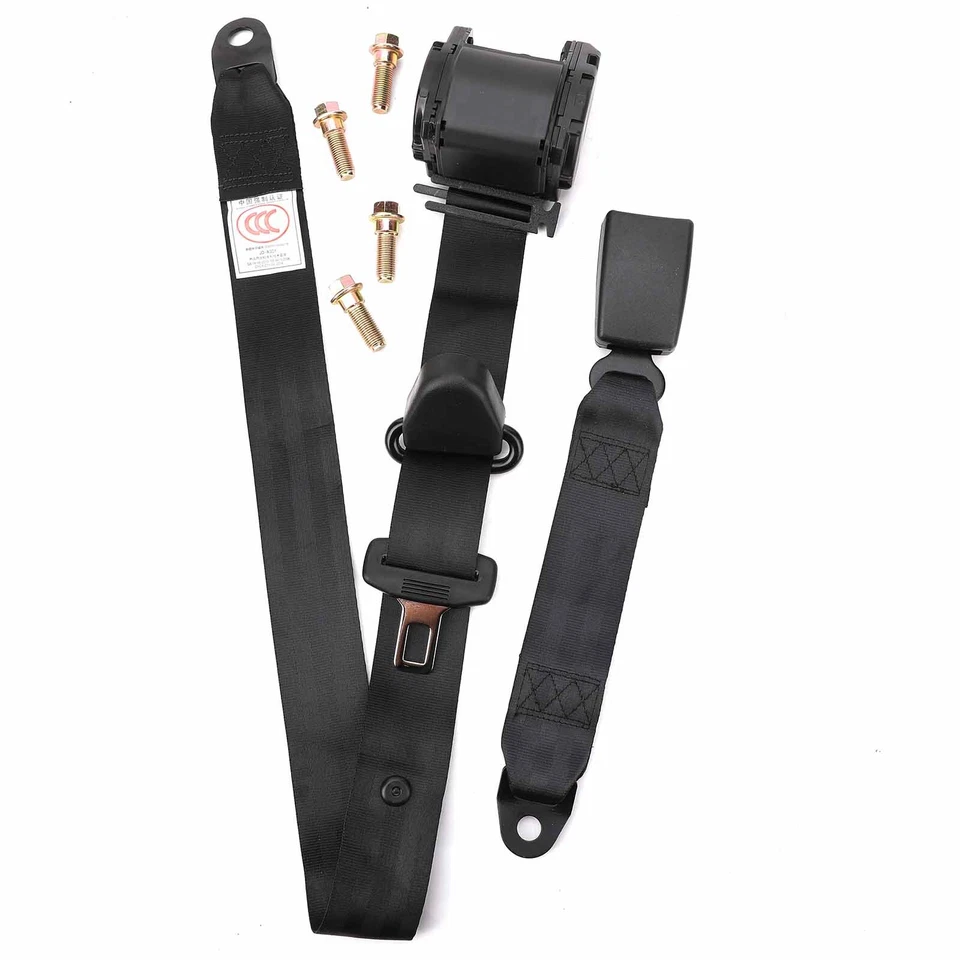 2 x Retractable 3 Point Safety Seat Belt Straps Car Vehicle Adjustable Belt Kit Foto 4 de 4