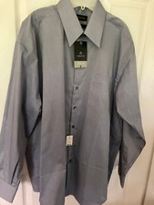Liz Claiborne 100 Cotton Med Blue Long slv Men's Button-Up Shirt 17,5 34/35 XL