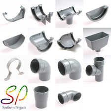 Grey Half Round Gutter Fittings and Downpipe Fittings uPVC