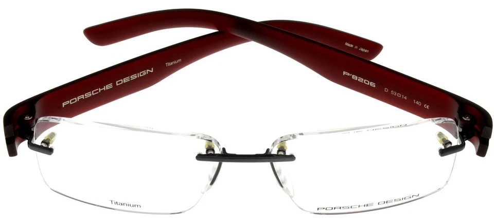 Porsche Design Eyewear Frames Titanium Burgundy Unisex P8206 D 53 Rimless - Image 3 of 4