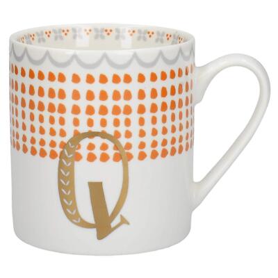 Alphabet Buchstabe Kaffeebecher Initiale Monogramm Tee Porzellan gemustert Gold 350ml