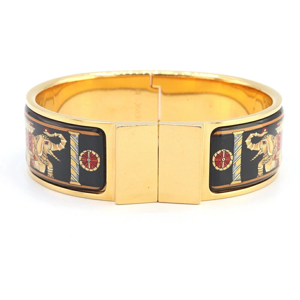 HERMÈS Bracciale Hermes Posizione Bracciale Smalto Nero Oro Metallo Cloisonn? Bracciale