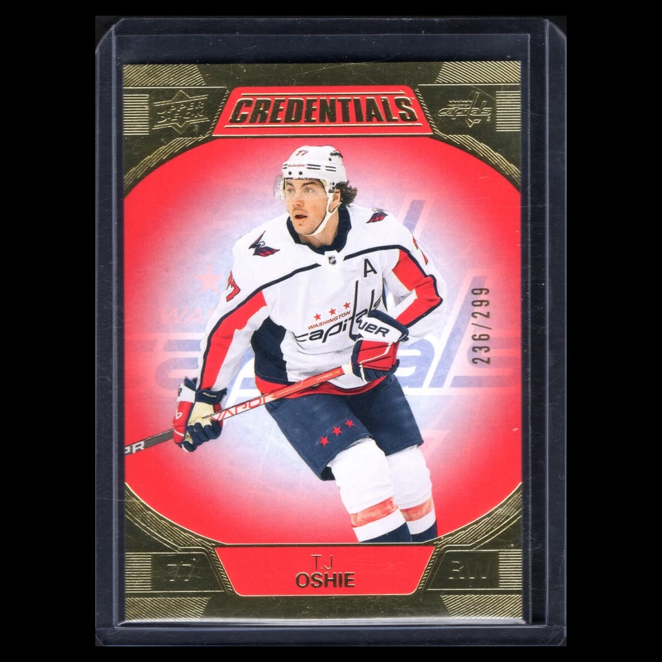 2022-23 UD Credentials T.J. OSHIE #95 Red and Gold 236/299 - Washington Capitals - Image 3 of 4