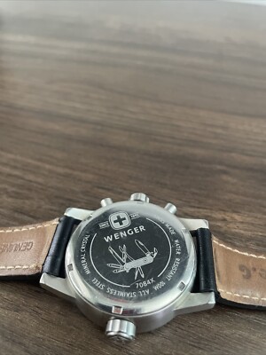 Rare Wenger Commando 7084X Chronograph Date Black Dial Men's Watch