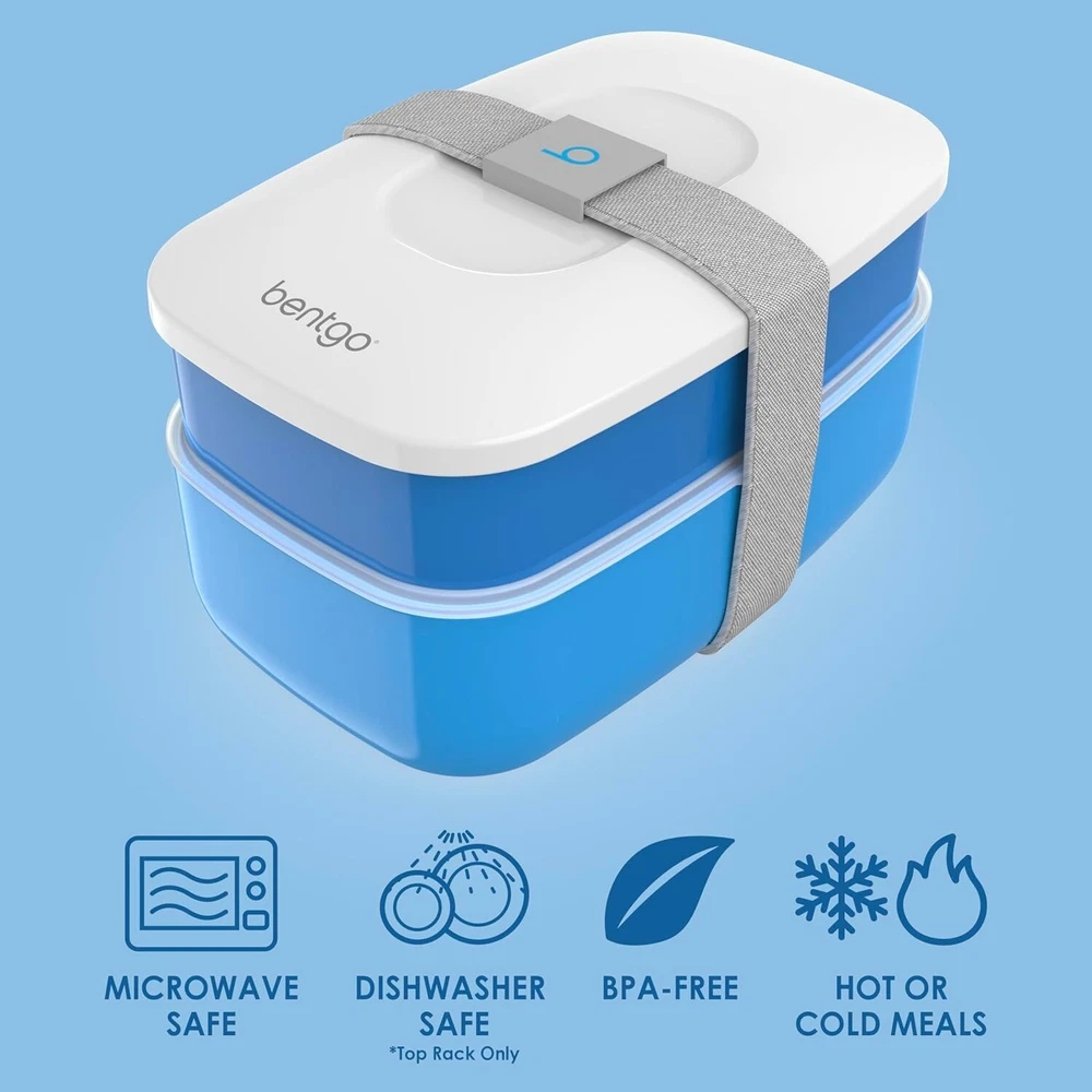 BPA-Free 3-Compartment Plastic Bento Lunch Box for Adults Meal Prep
