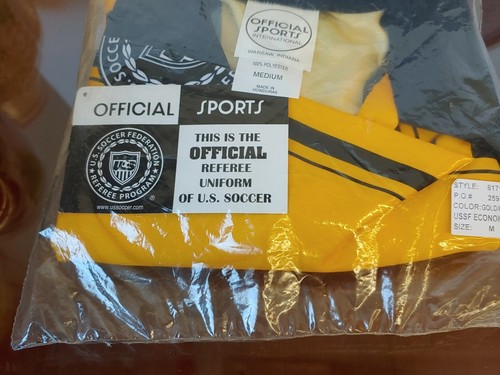 NWT Official Sports Long Sleeve Soccer Referee Jersey Size M Medium NEW Gold BLK - Picture 6 of 6