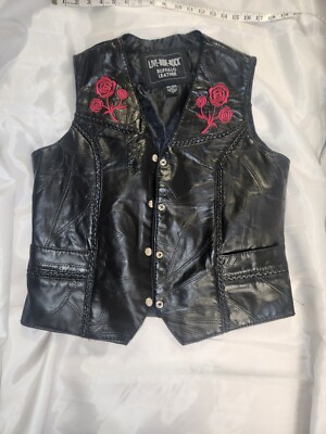 Live Ride Rock Buffalo Leather Patchwork Vest