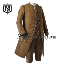 Men's 18th Century Regency Frock Coat. Brown Wool Handmade Pirate Frock Coat