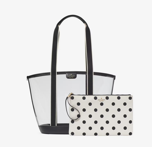 Kate Spade Clare See Through Tote & Pouch Set - Beach Stadium Clear / Black - Picture 6 of 6
