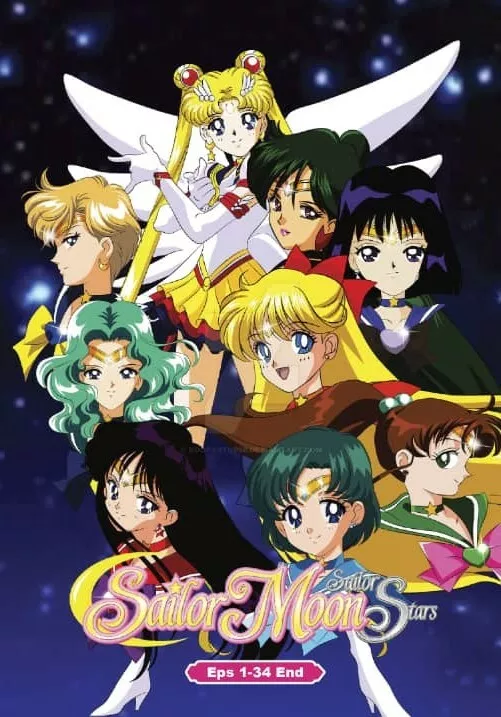 SAILOR MOON SAILOR STARS (SEASON 5) - ANIME TV SERIES DVD (1-34 EPS) (ENG  DUB)