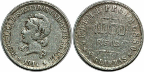 Pièces de monnaie des Amériques en argent, provenance Brésil