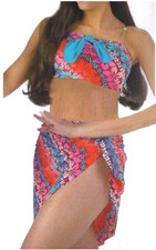 Adult XL Dance Costume BEACH BABY Crop Top and Sarong Hawaiian