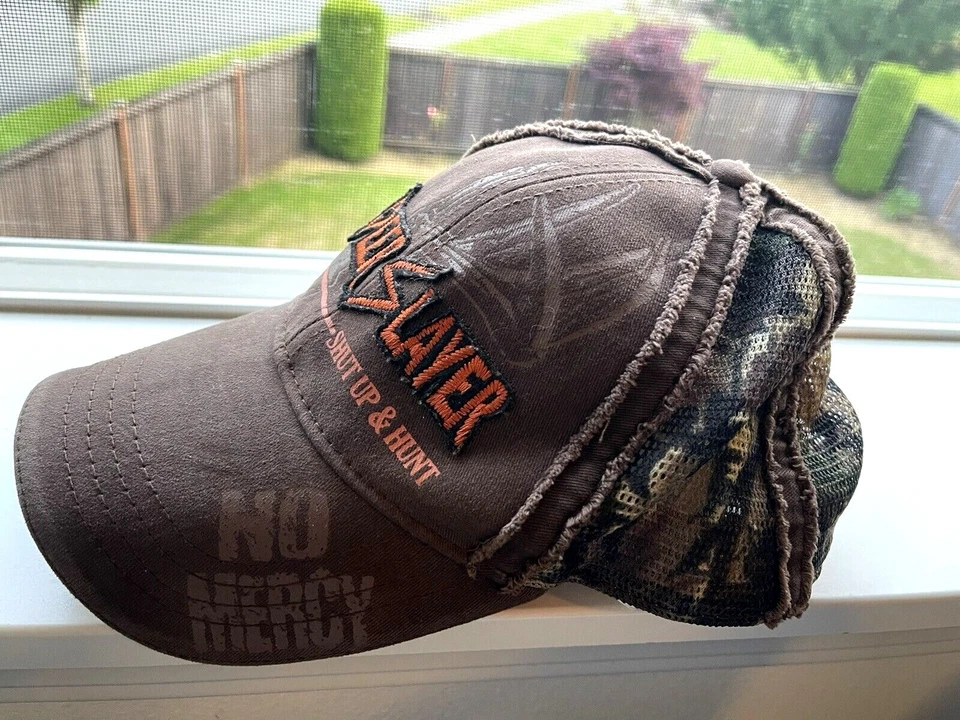 Deer Slayer  Shut Up & Hunt No Mercy Baseball Hat Cap Adjustable Brown Mesh Back - Image 4 of 4