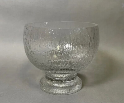 Timo Sarpaneva Texture Crystal Bowl Iittala Kekkerit Brutalist MCM 8x7.5 Finland