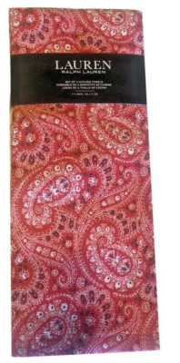 Ralph Lauren Kitchen Dish Towels Red Paisley Bandana Stars 100% Cotton Set of 3