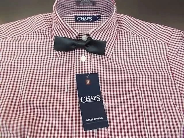 Camisa de vestir a cuadros roja/blanca Sienna de $30 para niños con pajarita negra Sk talla 8-14 Foto 2 de 3