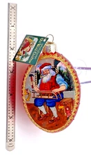 Old World INSIDE ART Santa Sled Hand Painted Christmas Ornament Merck Family