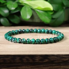 Natural 5mm Malachite Stone Bracelet Green Gemstone Stretch Healing Bracelet