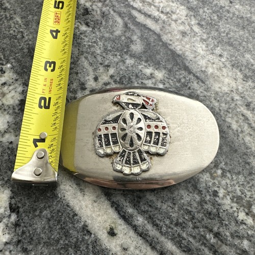 VINTAGE **PEYOTE BIRD** Native American SILVER COLOR BELT BUCKLE - Picture 4 of 12