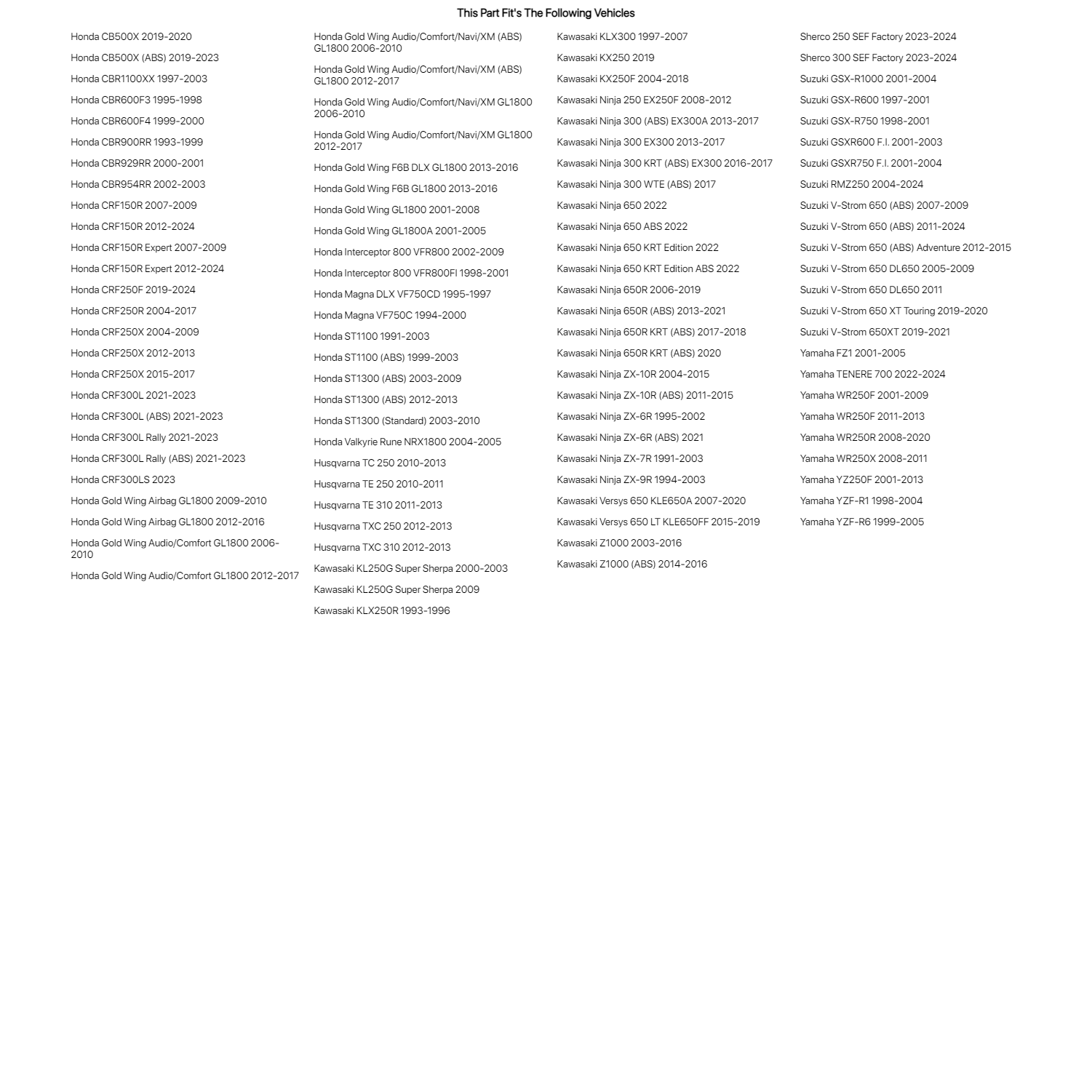 Pro X Valve Shim For HONDA Gold Wing (ABS) GL1800