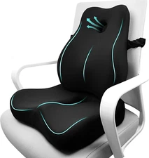Seat Cushion & Lumbar Support Pillow Set for Office Chair, Ergonomic Pillow for