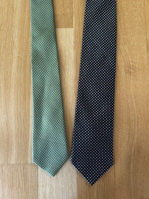 Nautica Banana Republic Mens Green & Blue Square Geometric Print Neck Tie Lot 2