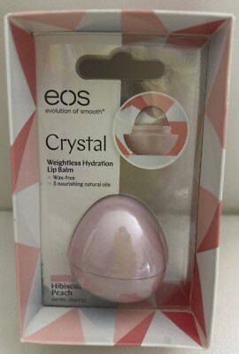 EOS Hibiscus Peach Crystal Weightless Hydration Lip Balm Wax Free .25 oz. NEW.