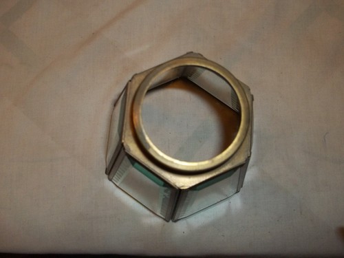 Vintage Light Shade Clear Beveled Glass with Brass 6 sided 5 " #22 - Picture 2 of 7
