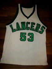 VINTAGE LEWISTON-PORTER, LEW-PORT LANCERS GAME USED BASKETBALL JERSEY 1970s KNIT