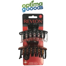 Revlon Strong Hold Hair Claw Clips, Brown/Black, 2 Count (Pack of 1)