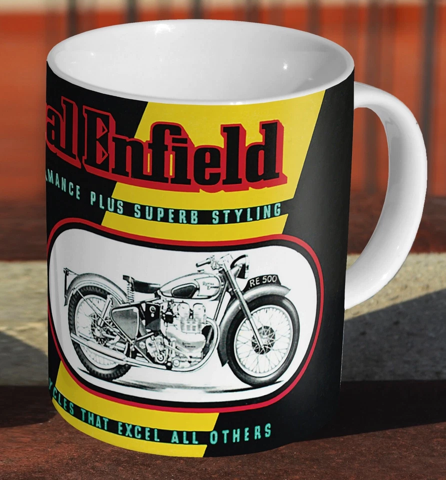 Royal Enfield Classic Ad Black Yellow - Ceramic Tea / Coffee - Mug Cup