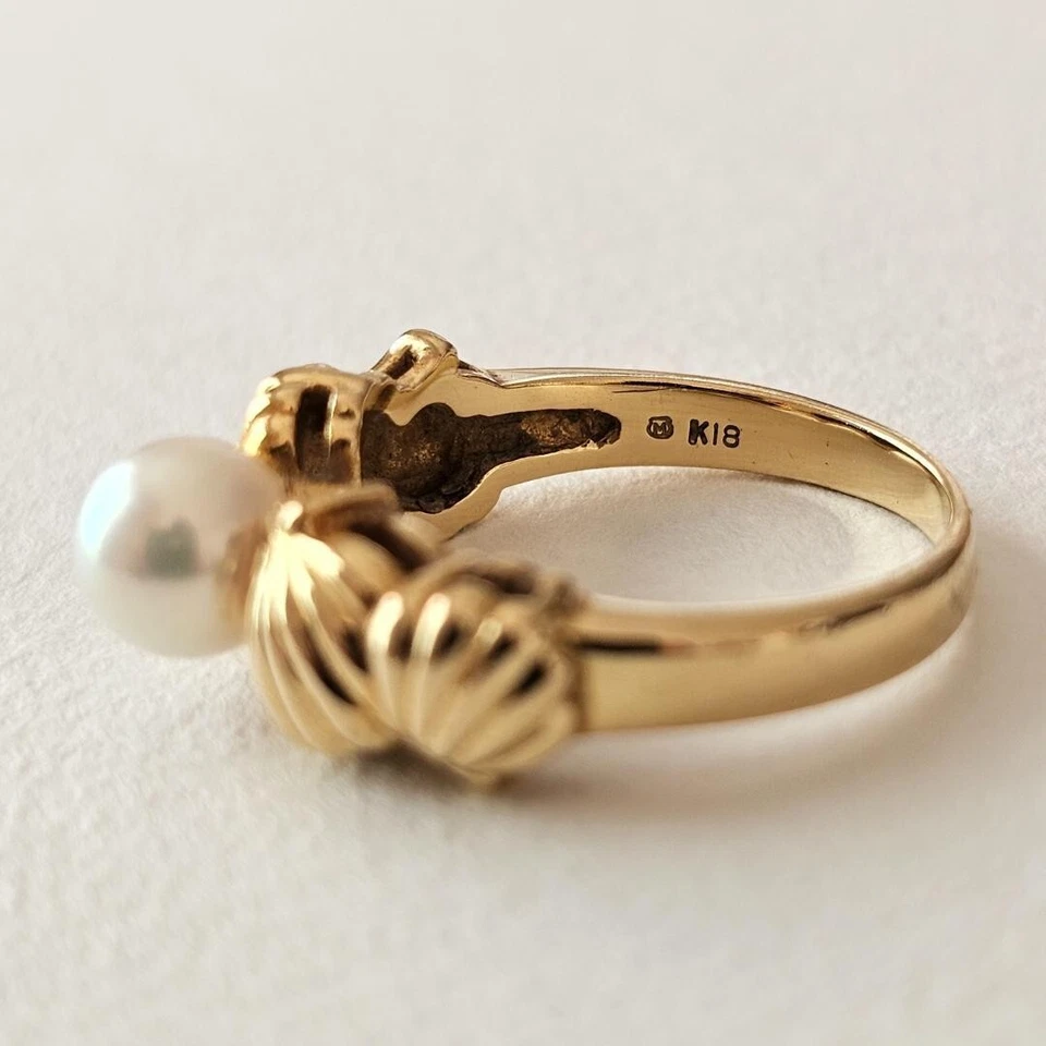Anillo de perlas MIKIMOTO 6,6 mm oro amarillo K18/perla #4,25 (talla EE. UU.) 5,5 g para mujer Foto 3 de 4
