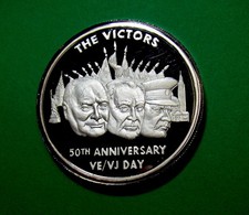 1945 to 1995 50th Anniversary of VE / VJ Day WWII, 2 oz .999 Silver Coin 44.98 per troy oz