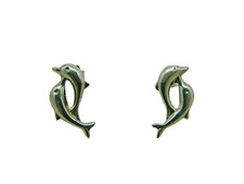 Sterling Silver 925 Dolphin Stud Earrings Small Kids Youth Lightweight Pierced