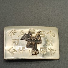 Chambers Belt Co VTG. U.S.A Cattle Branding W/Saddle Emblem Western Belt Buckle