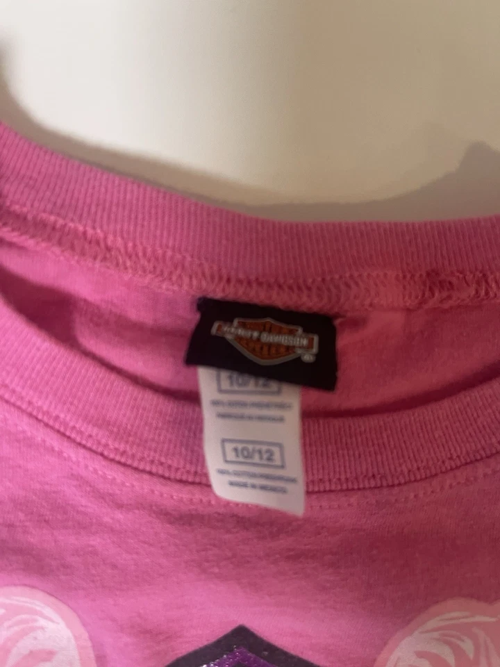 Girls Harley Davidson T Shirt Pink And Black Size 10/12 - Image 3 of 4
