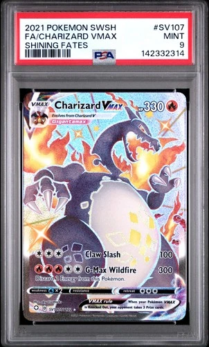 2021 POKEMON SWORD & SHIELD SHINING FATES #SV107 FULL ART/CHARIZARD VMAX PSA 9