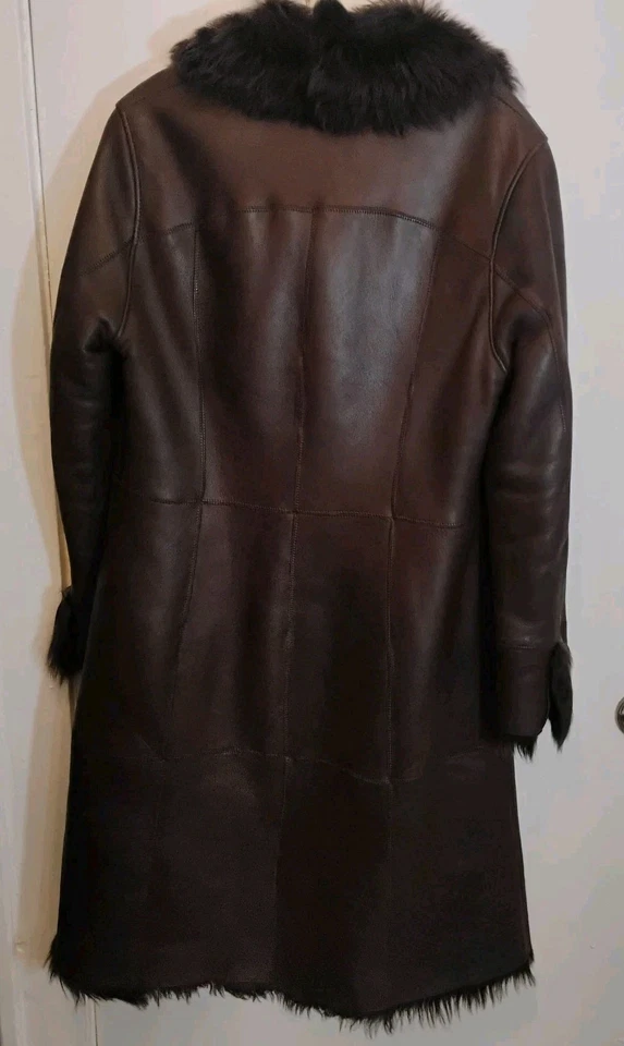 Vintage Hugo Boss Faux FUR Overcoat Women's Size 10 Leather Y2K Rare - Image 2 of 4