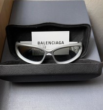Balenciaga BB0157S 004 Silver Metal Cat Eye F...
