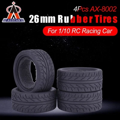 AUSTAR 4 STÜCKE 1/10 RC On Road Autos Weiche Gummireifen Set 26mm Für TAMIYA HPI Auto