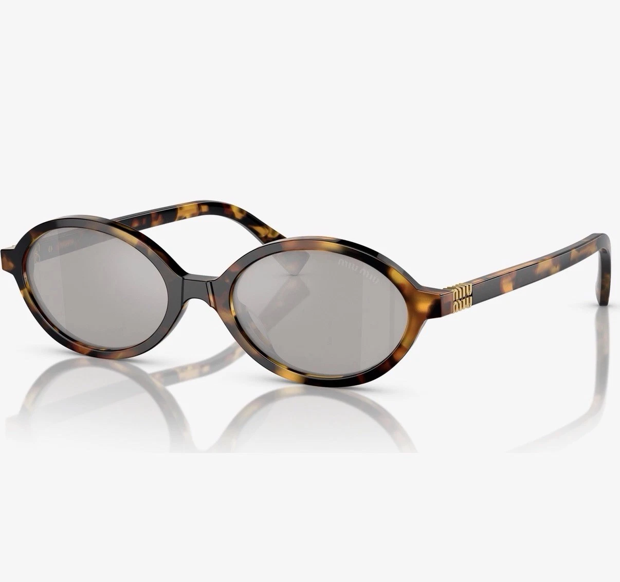 Miu Miu — New Miu Miu Havana Silver Mirror Tortoise Acetate Women's 50 mm Mini Sunglasses