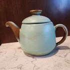 Vintage Frankoma Pottery 6T Teapot/ Coffeepot Plainsman Green 6 1/2” . Flawless