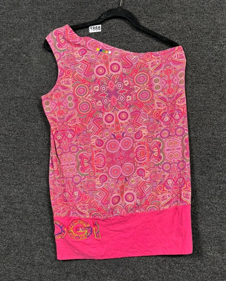 COOGI Camisa Top Un Hombro Mujer Talla L Rosa Estampado Geométrico Blusa Foto 2 de 4