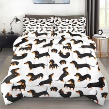 Comforter Set Size, Dog Family Animal 3 Pcs Soft Bedding for Queen Dachshund