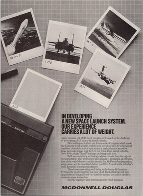 McDonnell Douglas 1988 Original Print Ad Space Launch System Delta II F15E