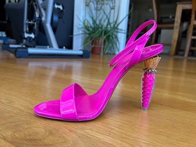 CHRISTIAN LOUBOUTIN Pink Patent Lipgloss Queen 100 Sandals 8.5 IT
