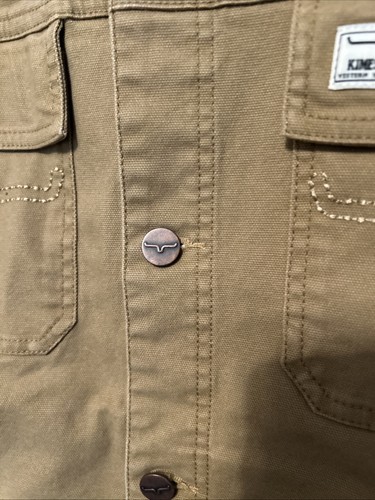 NWT Kimes Ranch Men’s Bangs Trucker Jacket Khaki Large Button Front  - Afbeelding 7 van 11